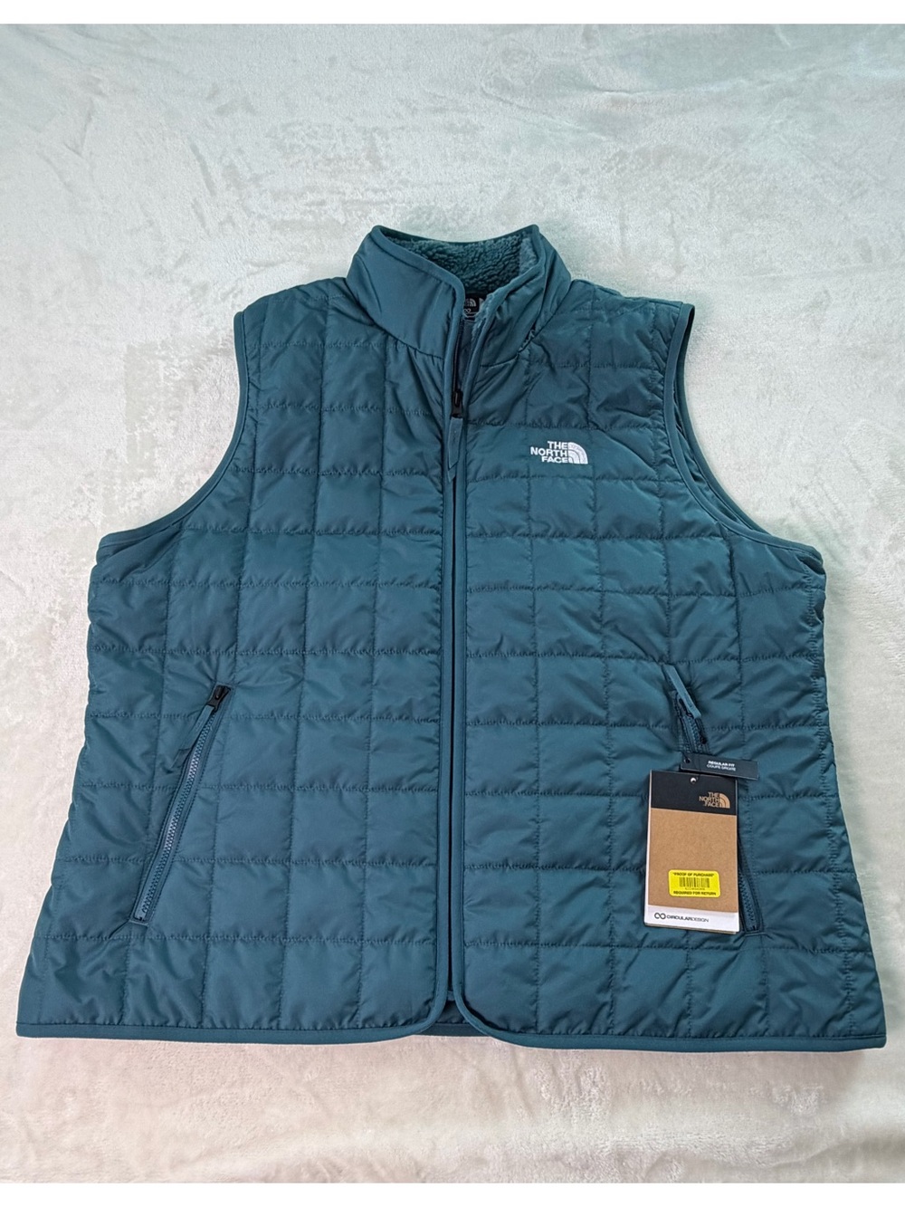 NWT The North Face Aconcagua Quilted Vest Blue Sherpa Fleece Collar